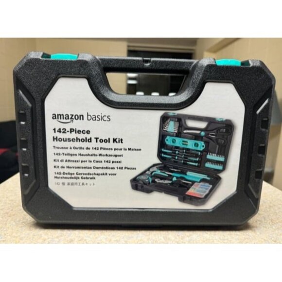 New Household Tool Kit, Storage Case, 142 Piece, Turquoise, 13.39 x 9.25 x 2.95 - Picture 2 of 2